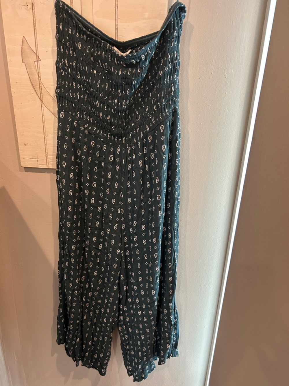 O'Neill Teal Paisley Strapless Jumpsuit